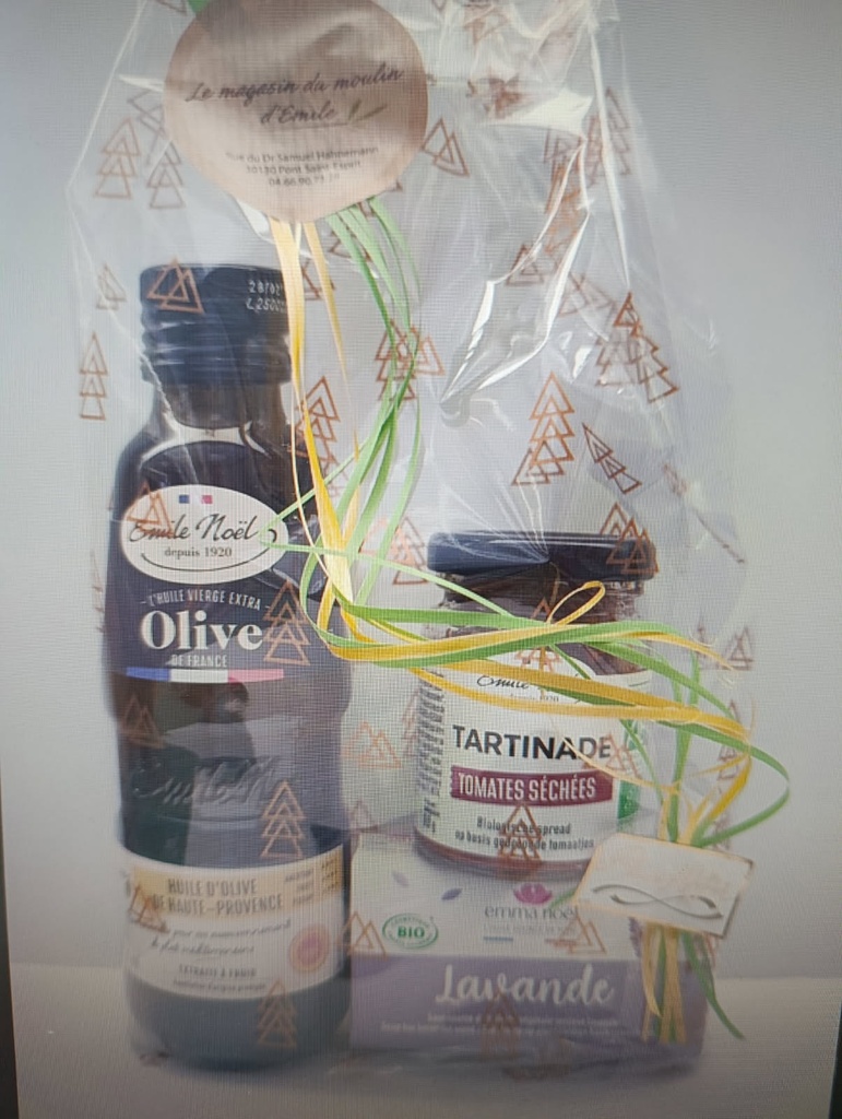 huile d'olive de Haute Provence, tartinades de tomates séchées, huile essentiel de lavande