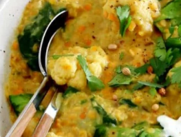 Curry de chou-fleur, butternut et lentilles vertes 4 pers