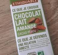 Mini-tablette chocolat lait Pérou 40% amandes BIO 30 g