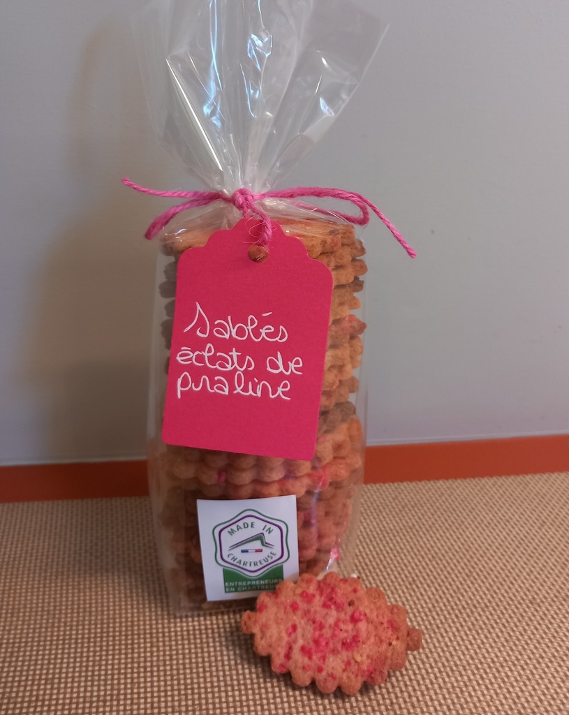 Sablés fins (farine de blé Bio T80) : fleur de sel, praline, cacao,4 épices, bergamote • Sachet 150gr