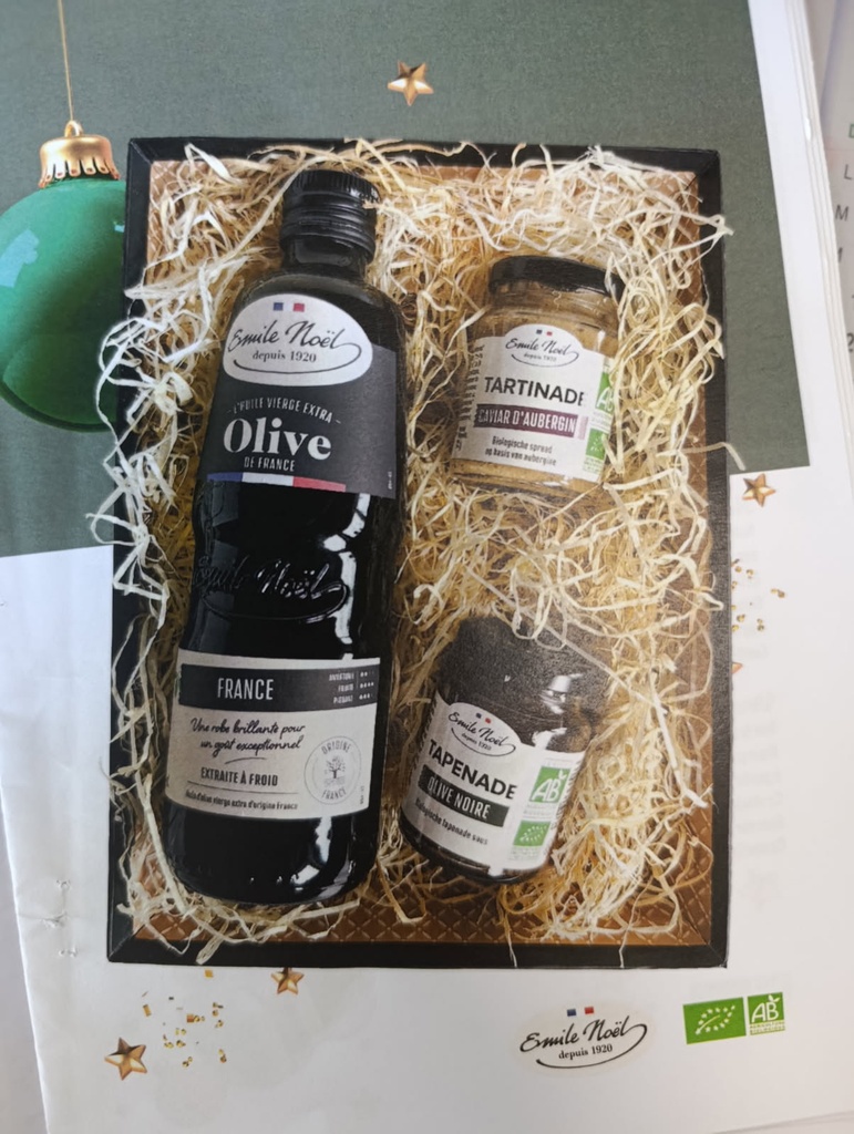 huile d'olive vierge extra, caviar d'aubergine, tapenade d'olive noire