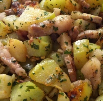 Poêlée de chou rave à la persillade et lardons 4 pers