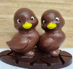 Couple canetons au chocolat au lait
