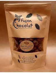 Fèves de Cacao Moelleuses Enrobées de Chocolat et poudre de Cacao – Gingembre 200gr