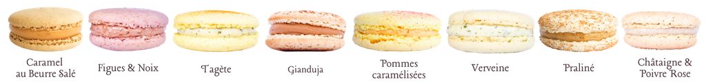 Boite de huit macarons aux 8 parfums différents