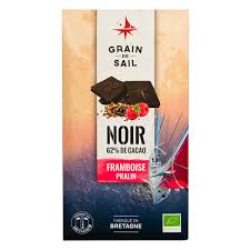 Chocolat tablette noir framboise & pralin - BIO 100g