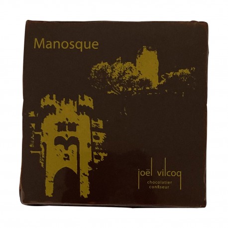 Chocolat noir - 110g Carré praliné à base de riz soufflé, oranges confites, figues et abricots