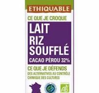 Chocolat lait riz soufflé Pérou BIO 100g